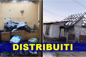 FOTO. Mobilizare pentru familia cu copil mic rămasă fără casă în urma unui incendiu
