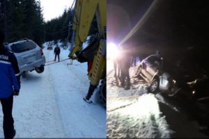 Sibieni salvaţi de jandarmii din Alba după ce maşina în care se aflau a ajuns în şanţ