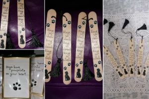 FOTO| Iniţiativă inedită a unei doamne inimoase şi a Asociaţiei „Prietenii lui Azor”. Semne de carte şi tablouri făcute manual, în schimbul unei donaţii pentru necuvântătoarele din Ecarisajul Alba Iulia