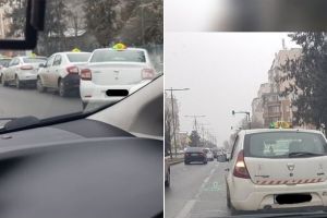 FOTO Știrea ta. Cum este încurcat traficul, de către taximetrişti, pe una dintre cele mai intens circulate artere din oraş