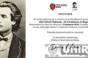 15 IANUARIE 2020: Ziua Culturii Naţionale, la SEBEȘ. 170 de ani scurşi de la naşterea poetului Mihai Eminescu