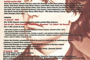 Astăzi debutează la Suceava Festivalul Literar „Mihai Eminescu”, ediţia a XXIX-a