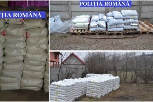 FOTO| Peste 50 de tone de îngrăşăminte chimice periculoase, depozitate ilegal, confiscate de poliţişti: Dosar penal pentru persoana care le deţinea