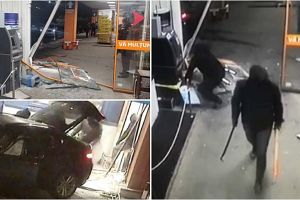 VIDEO. Hoţi surprinşi încercând să fure bancomatul de la Dedeman cu un BMW X6