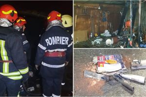 FOTO/VIDEO. Garaje în flăcări în municipiul Satu Mare. Incendiul a izbucnit din cauza artificiilor