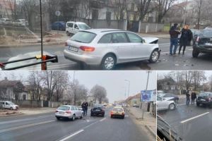 FOTO STIREA TA: Accident rutier în Alba Iulia, pe strada , în apropiere de Colegiul ”Dorin Pavel”. Coliziune între mai multe autoturisme pe fondul nerespectării distanţei corespunzătoare
