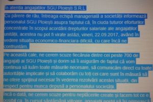 Incredibil! SGU Ploiesti si-a anuntat angajatii, pe FACEBOOK, ca nu li se vor da salariile la timp