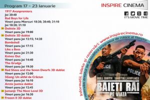 Program Cinema Inspire Alba Mall. Ce filme vor rula în perioada 17 – 23 ianuarie 2020