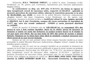 Imobil din scos la vanzare de  B.E.J. “Bogdan Ionica prin licitatie publica