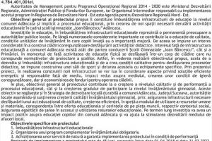 Lansare proiect  „MODERNIZAREA INFRASTRUCTURII ŞCOLARE ÎN COMUNA ADÂNCATA, JUDEŢUL ...