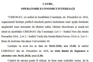 Licitatie publica organizata de Ceronav
