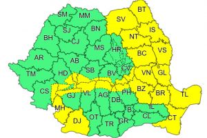 Avertizare COD GALBEN: Vânt în rafală de peste 90…100 km/h
