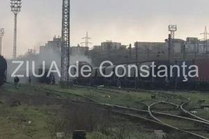 Incendiu la o locomotiva, in Portul Constanta (galerie foto)