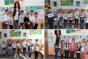 FOTO| Mica Unire sărbătorită de copilaşii de la Școala Gimnazială ,,Nicodim Ganea „, din Bistra. Hora Unirii şi desene care reprezintă ,,hora” şi unitatea, făcute de elevi