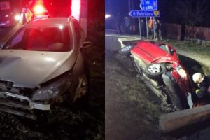 FOTO: Două autoturisme implicate într-un accident, în localitatea Periş