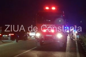 Trafic oprit pe autostrada A2 Bucuresti - Constanta. Un autoturism a luat foc