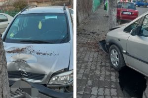 TÂRGOVIȘTE: Un şofer beat a intrat cu maşina într-un copac de pe marginea străzii