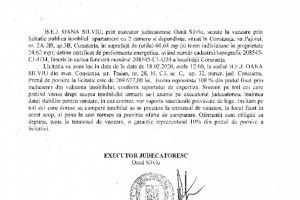 Licitatie publica organizata de B.E.J. OANA SILVIU in vederea vanzarii unui imobil situat in Constanta 