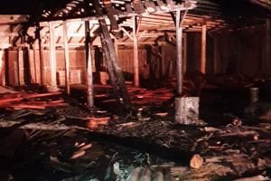 FOTO: Depozit de lemne mistuit de flăcări, la Broşteni