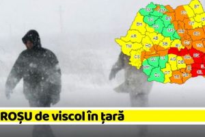 METEO: Cod ROȘU de viscol în ţară. Judeţul Neamţ sub Cod portocaliu
