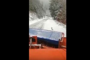 VIDEO Ninge pe Transfăgărăşan – Drumarii acţionează pe drumurile cu probleme