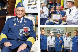 FOTO| Veteranul de război general-locotenent Ion Dobran, sărbătorit la 101 ani de elevii militari. Este absolvent al Liceului Militar „Mihai Viteazul” promoţia 1939
