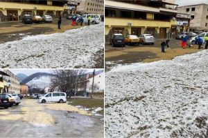 FOTO| ȘTIREA TA: Epoca de piatră şi nisip, la Cugir. O parcare neamenajată dintr-un cartier de blocuri din oraş, „aclimatizată” cu umplutură, spre nemulţumirea locuitorilor din zonă