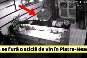 NEAMȚ: Cum se fură o sticlă de vin în Piatra-Neamţ (VIDEO)