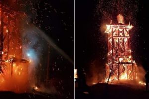 Incendiu provocat intenţionat la o clopotniţă din localitatea Idrifaia