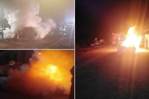 FOTO: INCENDIU izbucnit la un autoturism în această noapte, în cartierul Pâclişa. Au intervenit pompierii din Alba