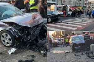 FOTO&VIDEO. Accident cu 5 victime în Baia Mare. Trei persoane, spulberate pe trotuar