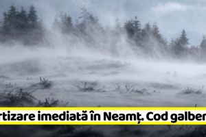 METEO: Avertizare imediată în Neamţ (10 februarie). Cod galben