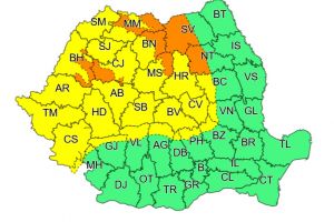 Avertizare COD GALBEN – rafale de vânt de peste 90km/h în zona montană