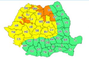 Cod galben în Harghita: intensificări ale vântului şi ninsori viscolite