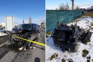 Accident TERIBIL pe DN1 - Maşină ruptă în două