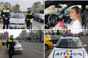 De 8 Martie, politistii Serviciului Rutier Constanta ofera flori soferitelor (galerie foto+video)