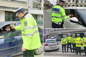 FOTO/VIDEO. Șoferiţele din Satu Mare, ,,amendate” cu flori de poliţişti