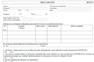 Cum arata declaratia pe care toti cetatenii trebuie sa o completeze la intrarea in Romania (document)