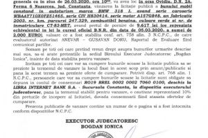  Autoturism scos la vanzare prin licitatie
