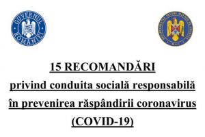 15 RECOMANDĂRI privind conduita socială responsabilă în prevenirea răspândirii ...