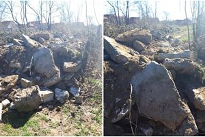 FOTO. Revoltă într-o comună din judeţ! Un bărbat a blocat o uliţă cu bolovani