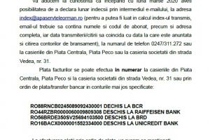 SC APA SERV SA / Informare privind modalitatea de declarare a indecşilor şi plata facturilor