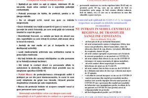 Centrul Regional de Transfuzii Sanguine Constanta: Precizari pentru cei care doresc sa doneze sange si componente sanguine