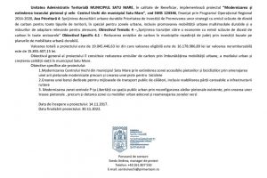 Comunicat de presă ”Modernizarea şi extinderea traseului pietonal şi velo Centrul Vechi din municipiul Satu Mare”