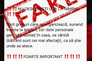 Fake-news promovat intens şi în Suceava: ”hoţi îmbrăcaţi în doctori bat pe la uşile ...