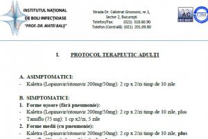 DOCUMENT/ Schema de tratament efectuata pacienţilor cu COVID-19. Protocolul de la 