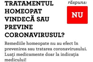 Ministerul Sănătăţii: Tratamentul homeopat NU tratează coronavirusul