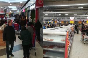 FOTO – Efectul ordonanţei militare – Cozi în Sibiu la marile magazine