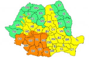 Cod galben de vânt, ninsori şi viscol în Harghita