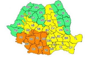 Cod galben de vânt şi ninsori în judeţul Sibiu